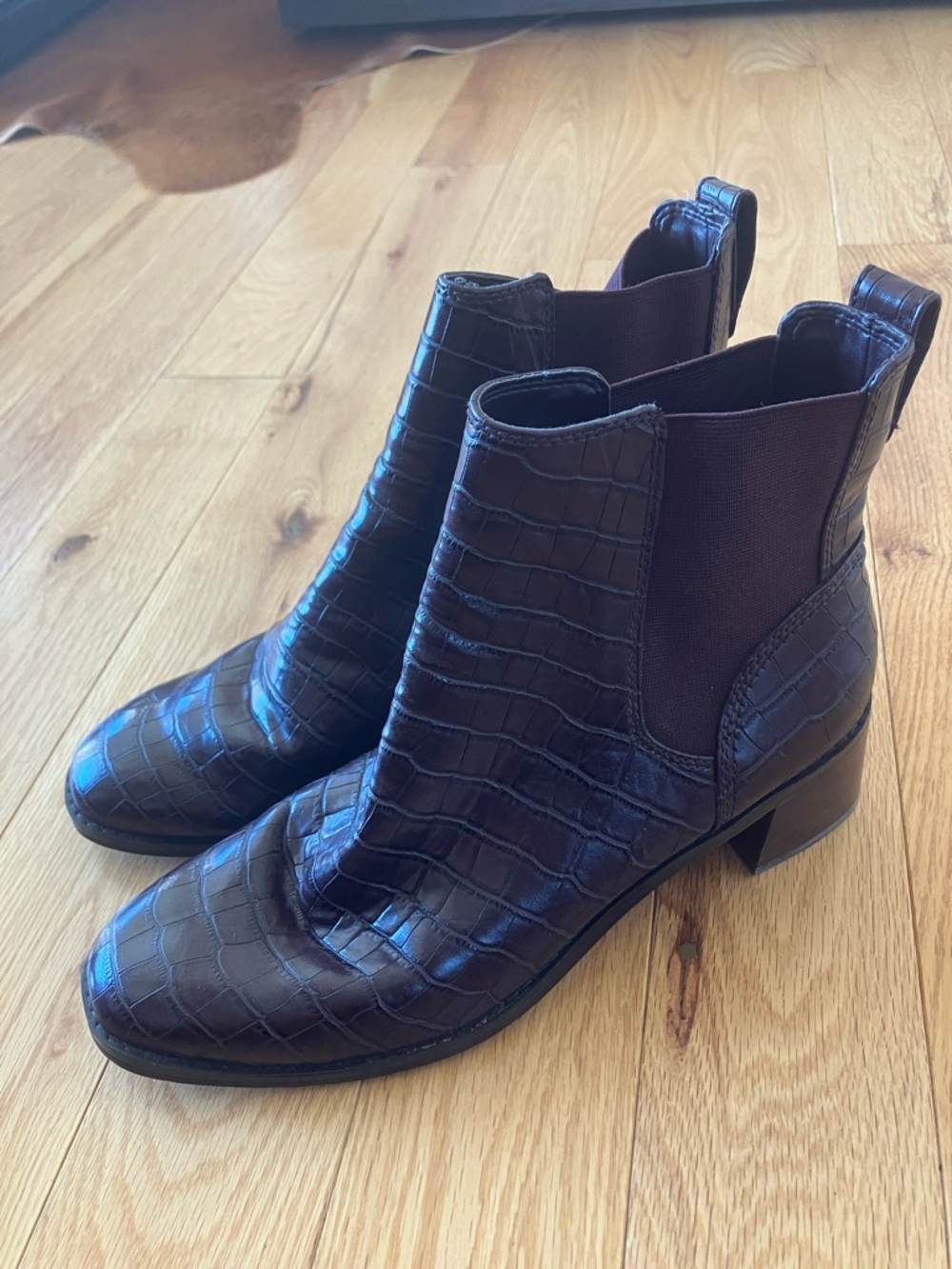 J. Crew Croc-Embossed Vegan Leather Chelsea Boot - Brown